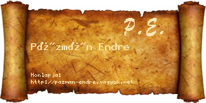 Pázmán Endre névjegykártya