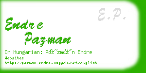 endre pazman business card